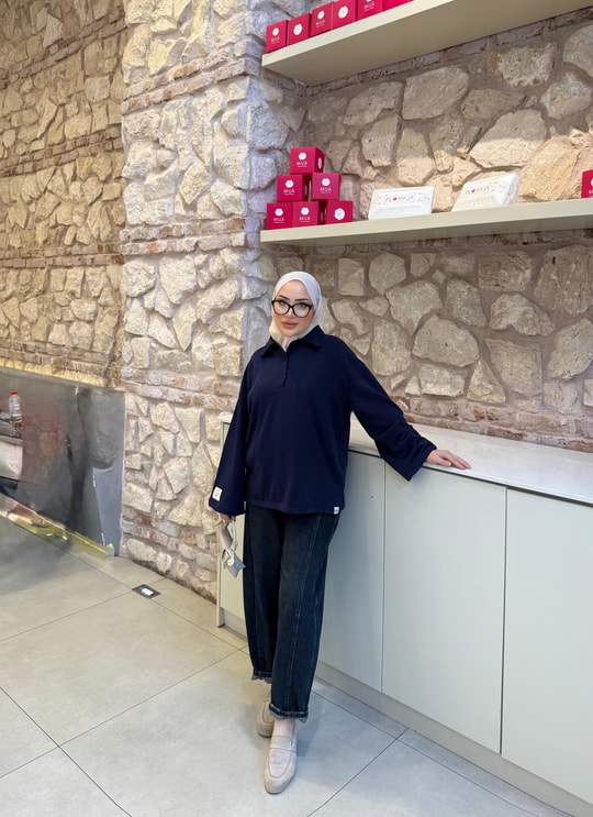 HR-3552H&R ButikYds- Niva Ön Düğmeli Tunik Lacivert