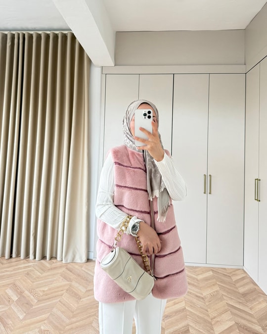 YELEK-308H&R ButikWqal Kürk Yelek Pembe