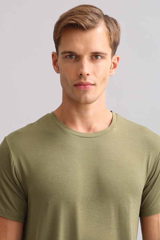 Mısırlı BAMBU ZEUS LUXURY Regular Fit Bisiklet Yaka Fanila / T-Shirt Haki Zeytin
