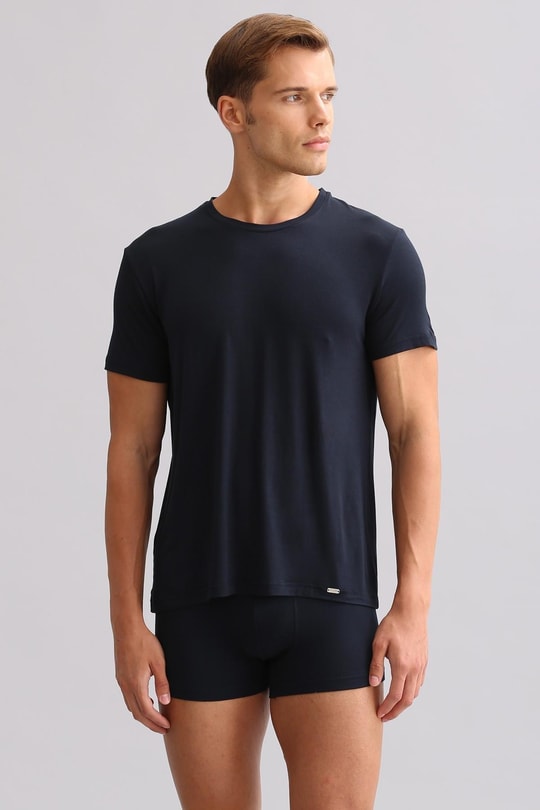 Mısırlı BAMBU ZEUS LUXURY Regular Fit Bisiklet Yaka Fanila / T-Shirt Lacivert