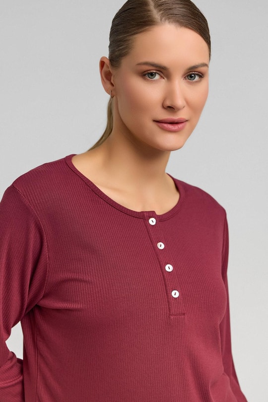 Kadını Kaşkorse Uzun Kollu Sweatshirt Bordo