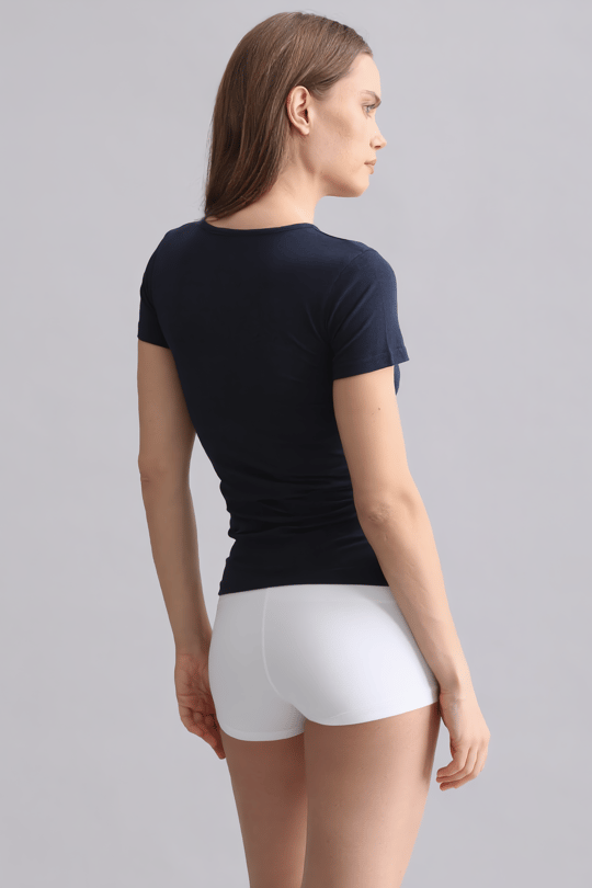 Mısırlı Modal by TENCEL VICTORIA V Yaka Fanila / T-Shirt Lacivert
