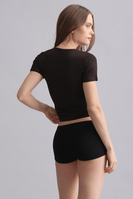Mısırlı Modal by TENCEL VICTORIA V Yaka Fanila / T-Shirt Kahverengi