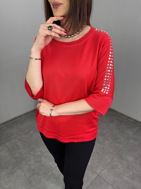 Kolları Taş Detaylı Baharlık Triko 3296