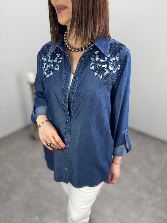 Nakış Detaylı Tencel Gömlek Ceket 3342