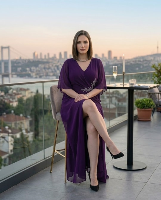 Şifon Abiye Elbise 3349