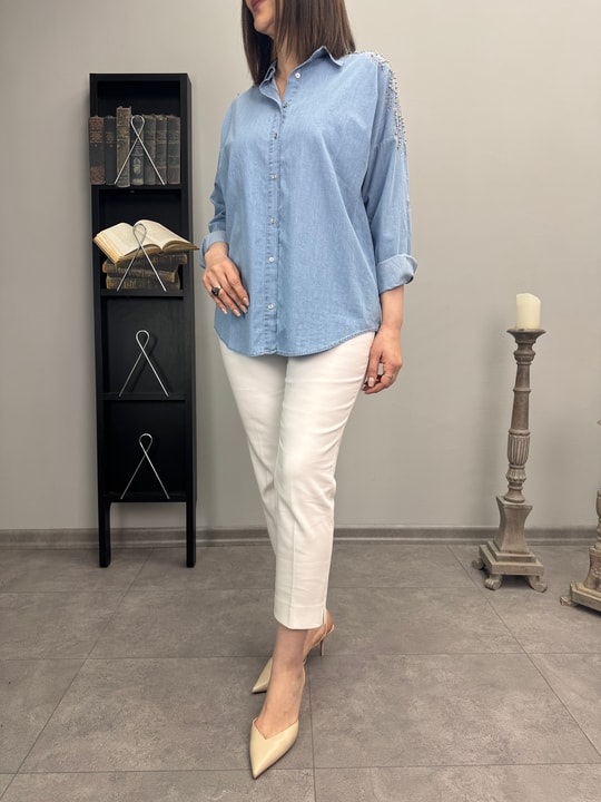 Omuzu Taşlı Tencel Gömlek 3405