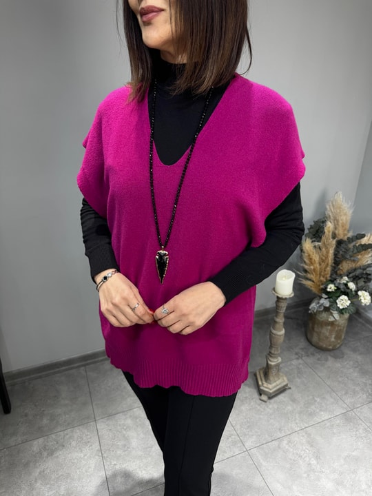 Yandan Düğmeli İthal Triko Süveter 2979