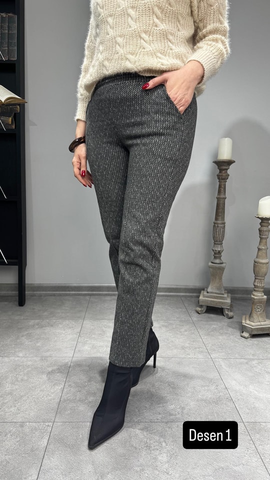 Yün Efektli Desenli Pantolon 2976