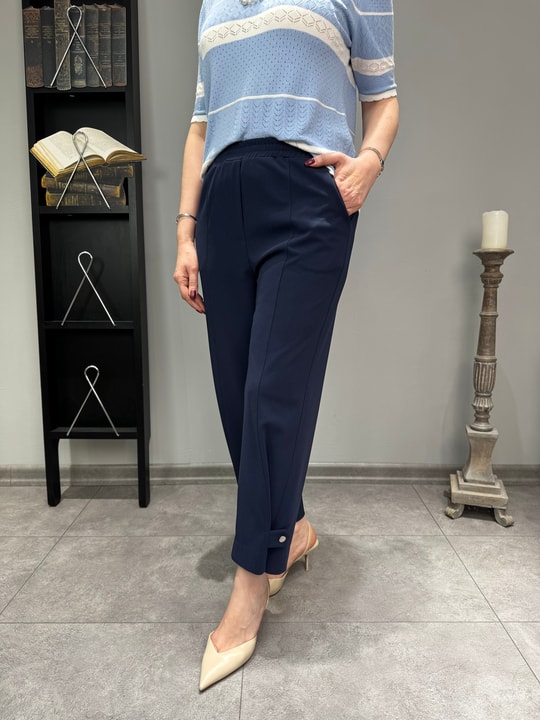 Belden Lastikli Likralı Krep Pantolon 3178