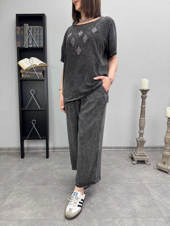 Taşlı Yıkamalı Pamuklu Tencel Takım 3425