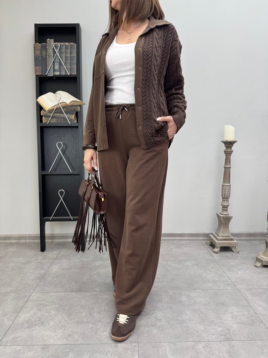 Triko Detaylı Çelik Örme Takım 3872