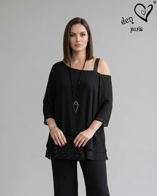Çift Kat Tasarım Şifon Tunik 3098