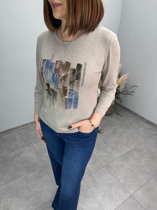 Önü Taşlı Triko Bluz 4127