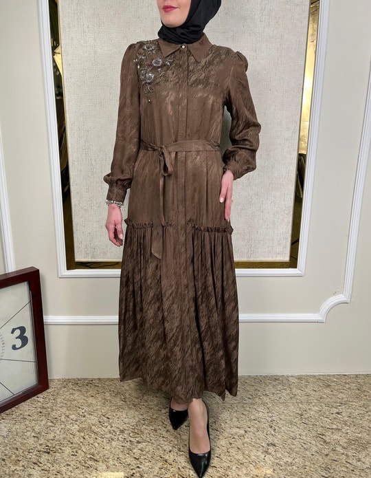 Süslemeli Jakar Elbise 3183