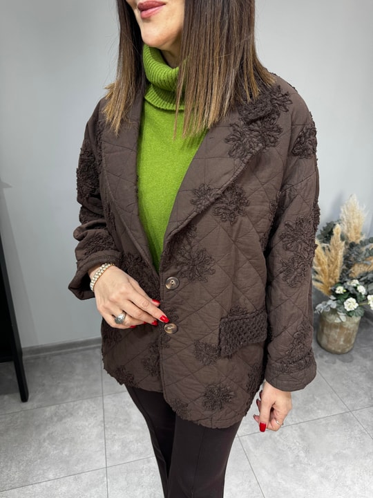 Nakışlı İthal Kapitone Ceket 2885