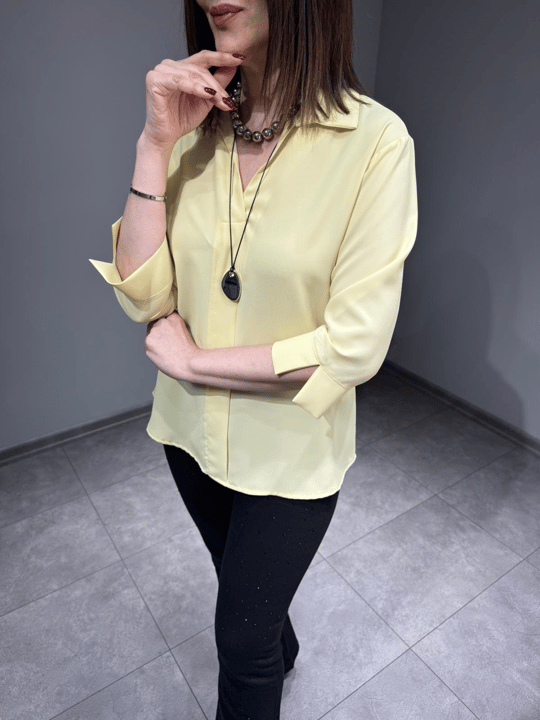 Kendinden Broşlu Bluz 7043