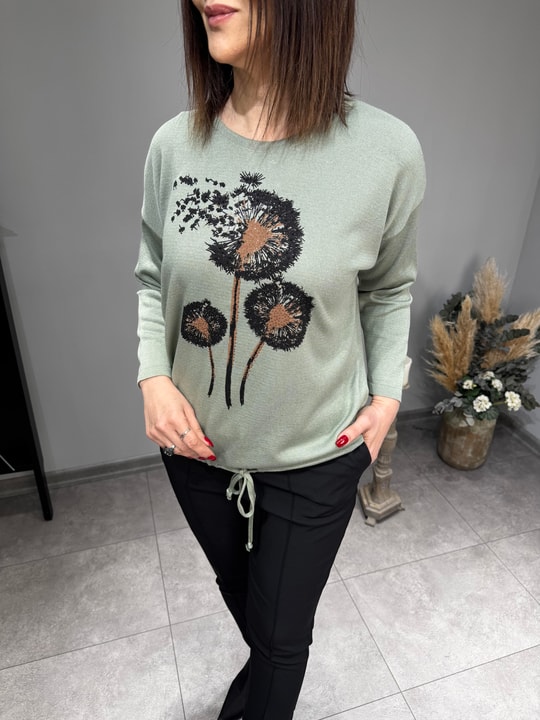 Hafif Simli Taşlı Triko 2985