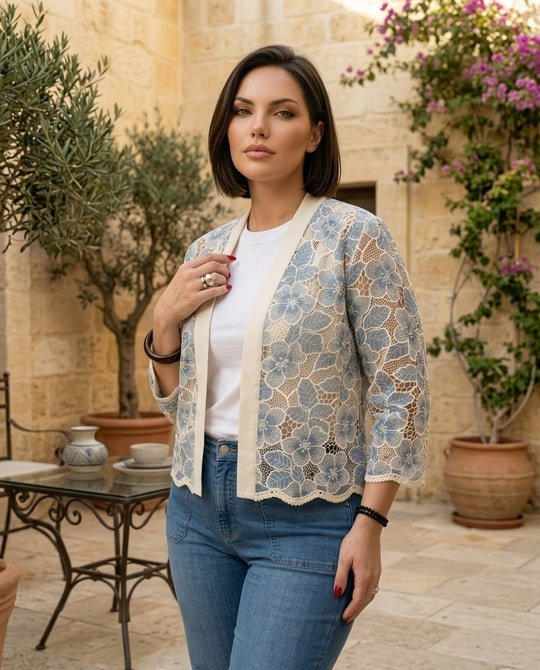 Nakış Dantel Ceket 3744