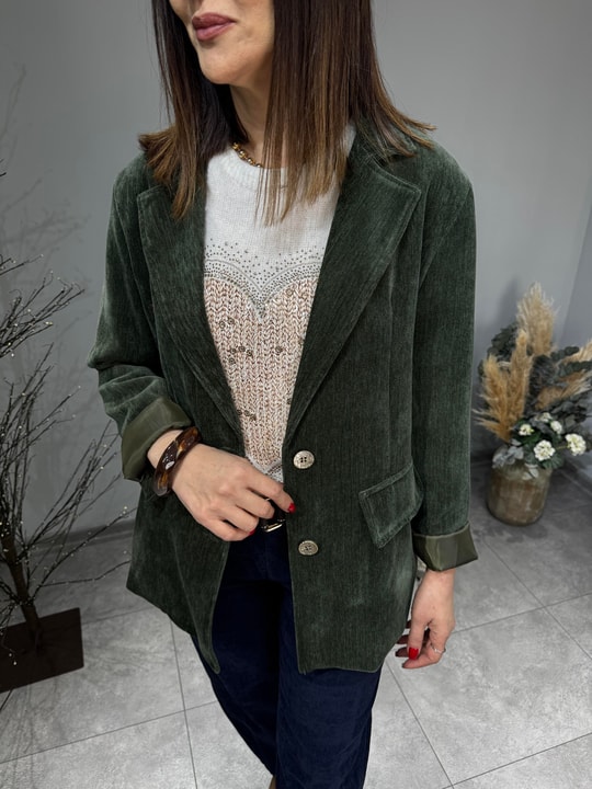 Gold Düğmeli İthal Kadife Ceket 2835