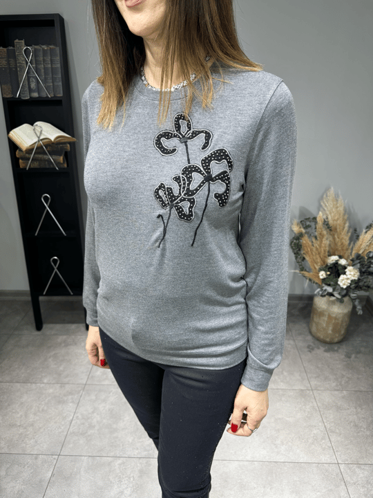 Boncuk İşlemeli Triko Bluz 2331
