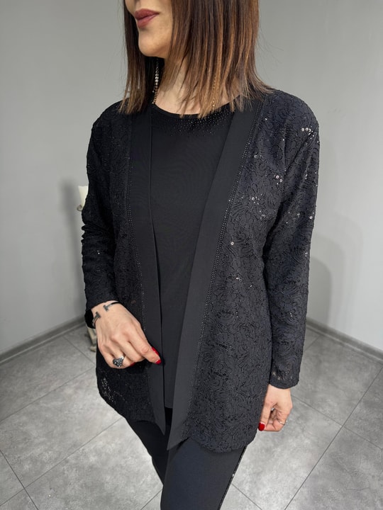 Pul Payet Dantel Ceketli Takım 3074