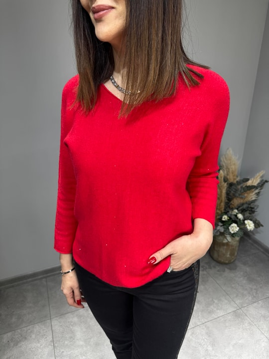 Pullu V Yaka İthal Triko 2916