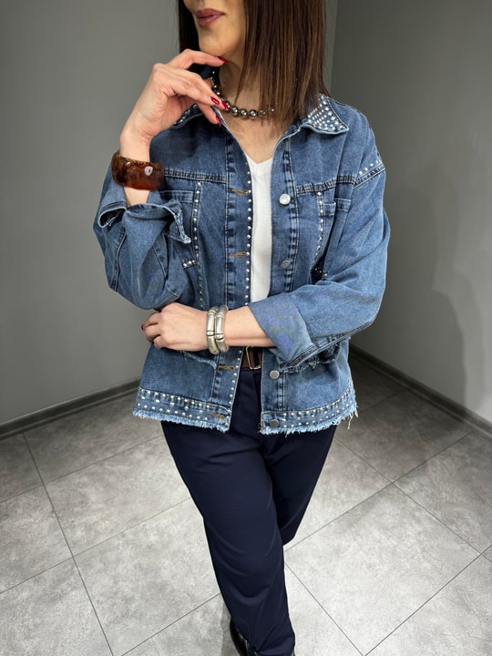 Trok Baskılı Kot Ceket 3073