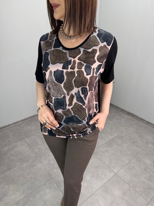 Geometrik Kesim Viscon Penye Bluz 3385