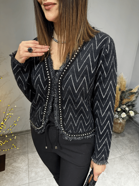 İncili Yerli Angora Hırka Ceket 2739