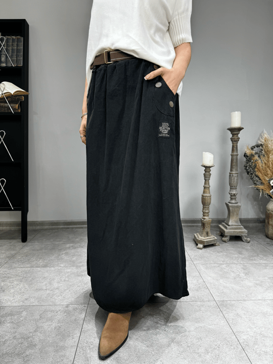 İthal Kadife Kemerli Etek 2343