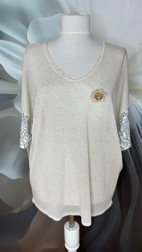 Kolları Dantel Triko Bluz 9513