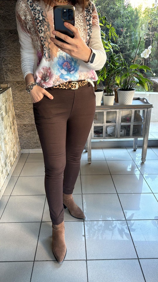 Leopar Kemerli İthal Pantolon P512