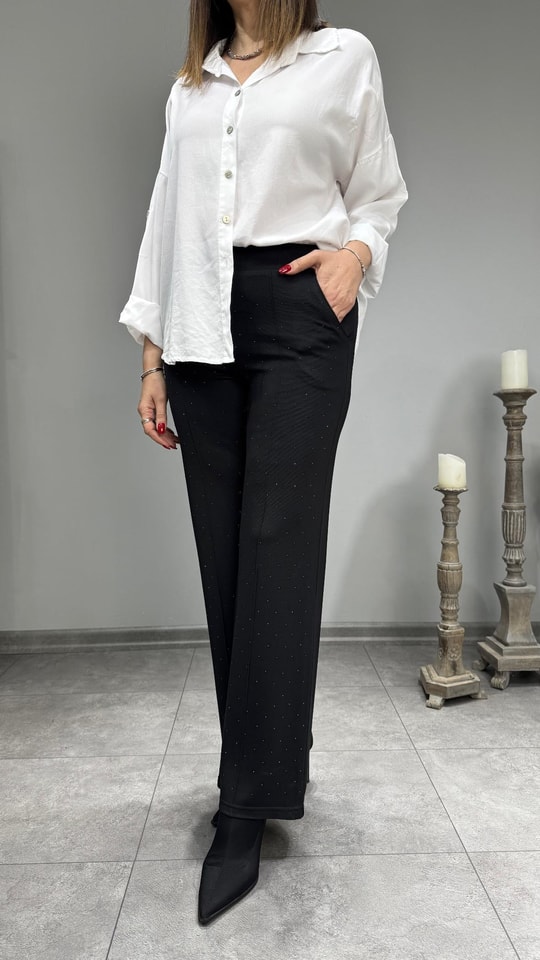 Serpme Taşlı Çelik Örme Pantolon P8011