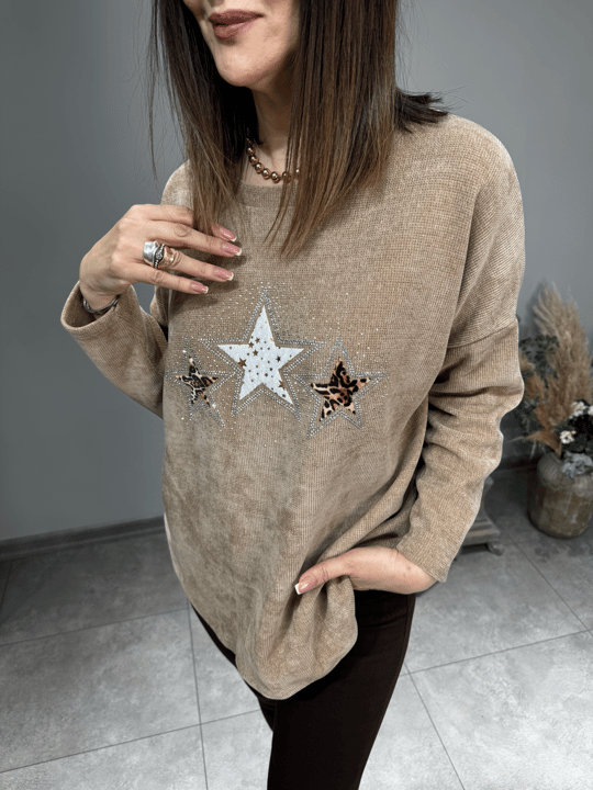 Taşlı İthal Kadife Bluz 2709