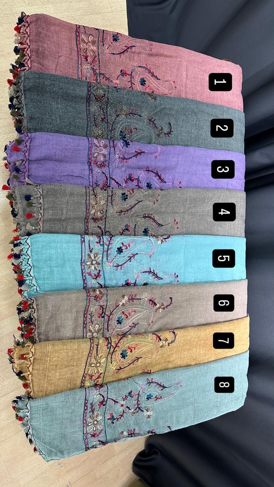 Taşlı Nakışlı Pamuklu Fular 5112