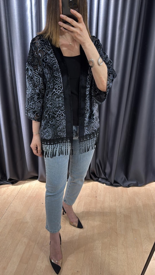 Yakma Kadife Kimono 8509