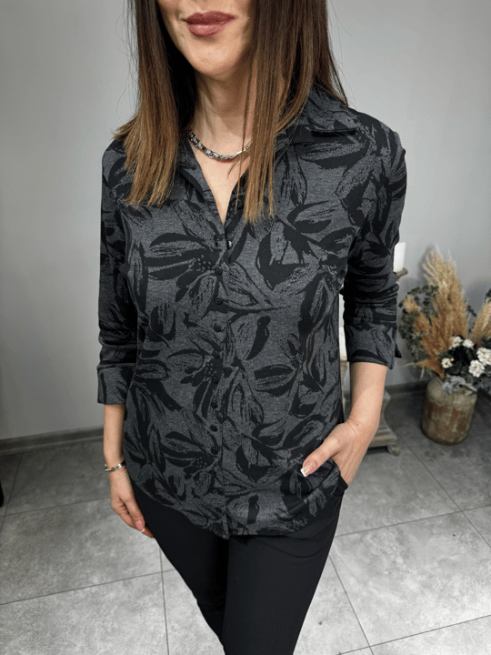 Yaprak Desenli Triko Bluz 2678