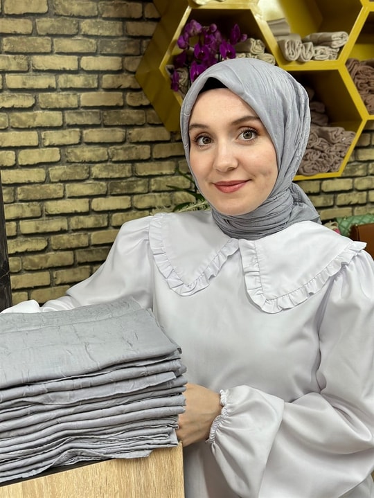 Bambu Eşarp Gümüş Gri (8 Numara)