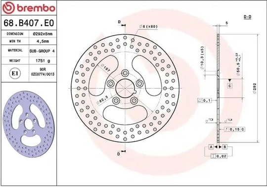 BREMBO BRAKE DISC FREN DİSKİ FIX FR/RR KOD:17105066