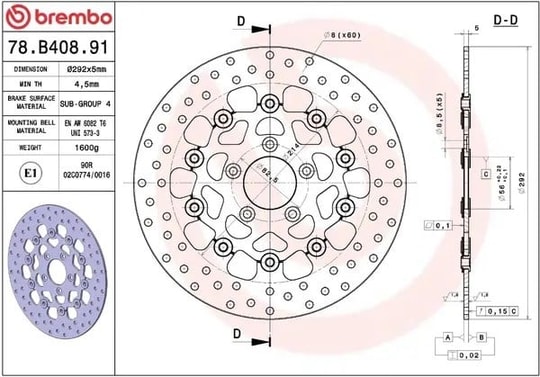 BREMBO BRAKE DISC FREN DİSKİ FLOAT FR KOD:17105115