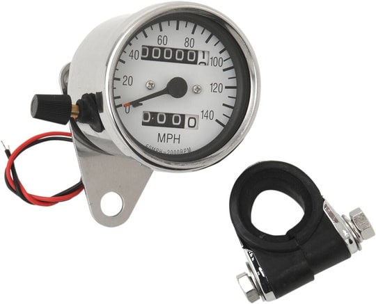 DRAG SPECIALTIES 2:1 WHT SPEEDO W/TRIP MTR KOD: DS243836