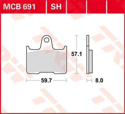 TRW BRAKE PAD - FREN BALATASI TRW MCB691SH KOD:17211115