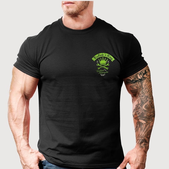 Kustom King King Of Custom Sırt Baskılı Bisiklet Yaka Siyah T-Shirt