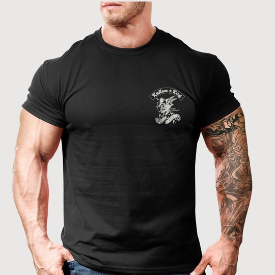 Kustom King Sırt Baskılı Bisiklet Yaka Siyah T-Shirt