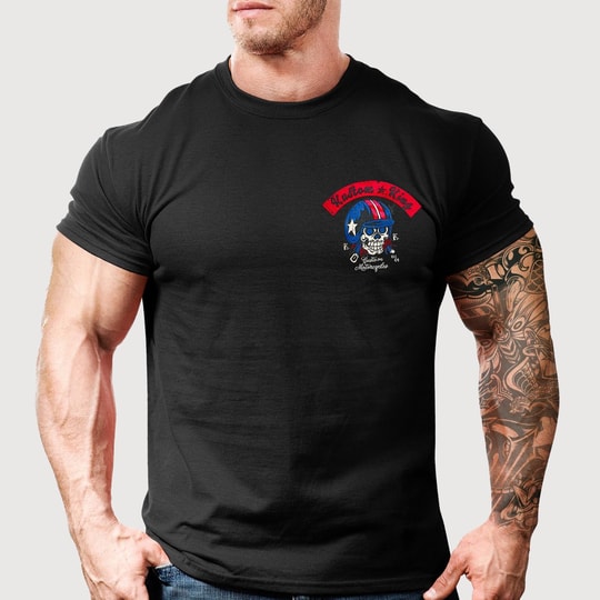 Kustom King Road Shaper Sırt Baskılı Bisiklet Yaka Siyah T-Shirt