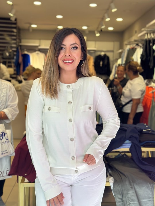 Gold Düğmeli Hırka Ekru