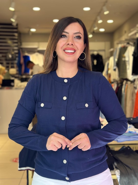 Düğmeli Hırka Lacivert