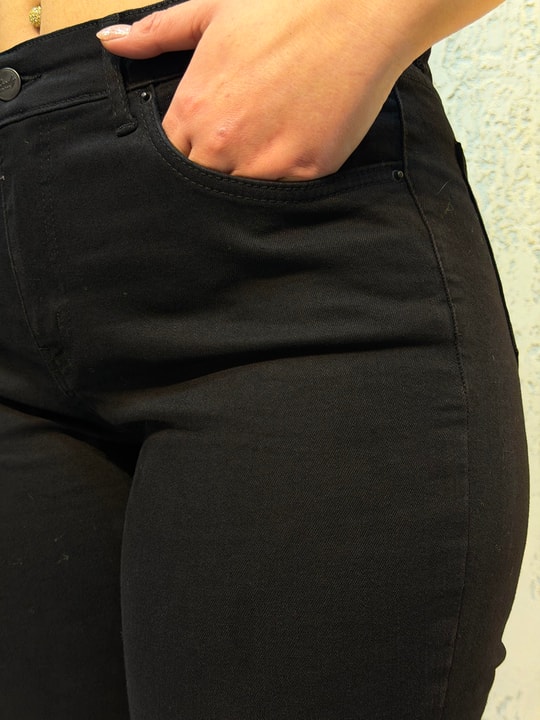 İspanyol Paça Kanvas Pantolon Siyah