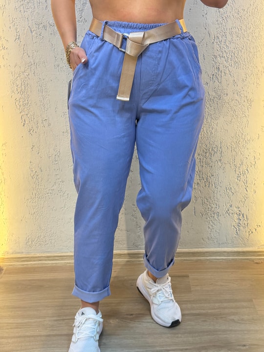 İthal Likralı Pantolon Mavi